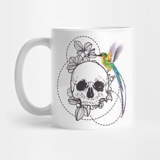 Skull Design, Beautiful Skull Art, Line Artwork, Colorful Bird Mug